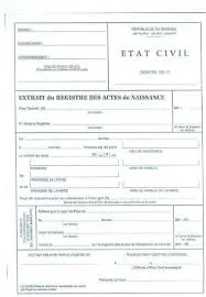 ACTE DE NAISSANCE SUR DAKAR